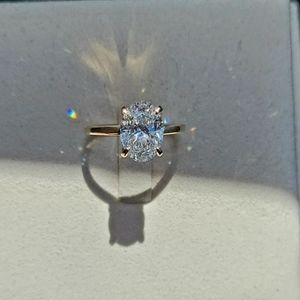 Solid 14k gold 2.06ct lab oval diamond ring